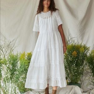CHRISTY DAWN White Caroline Eyelet Lace Maxi Dress XS